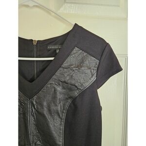 Sandra Darren Faux Leather Black Panel Dress  Career, Cocktail, Party  Size 8